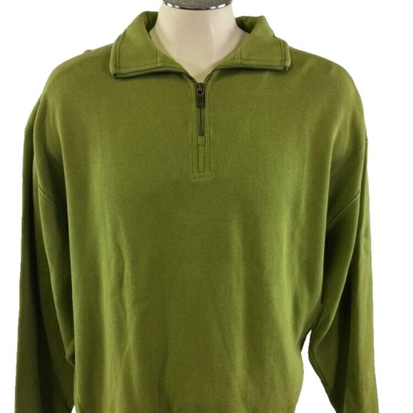 Tommy Bahama 1/4 Zip Sweater XL Green Cotton Relax Ribbed Golf‎ Fishing Mens - Picture 1 of 4